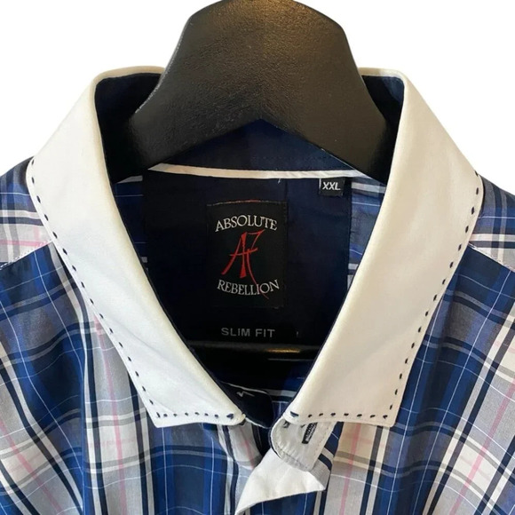 Absolute Rebellion French Style Bold Dress Down Slim Fit Shirt XXL - Picture 4 of 16